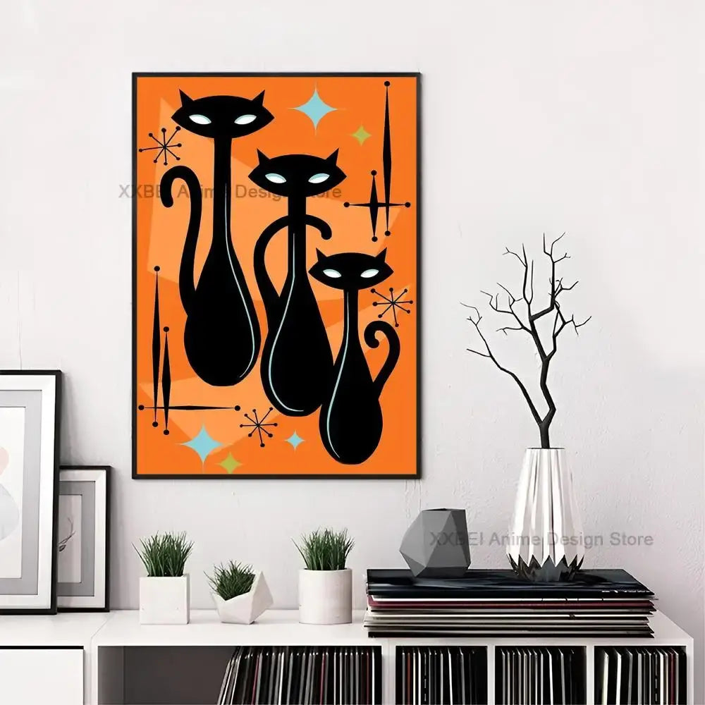 Space Age Atomic Cat Premium Canvas Poster