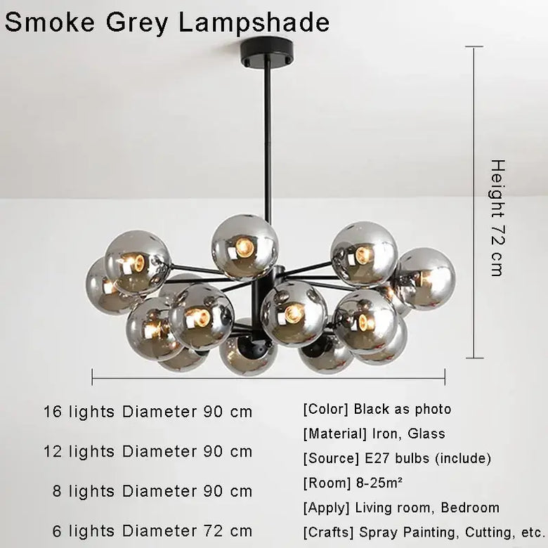 Glass Globe Sputnik Chandelier – Mid-Century Modern, 6 to 16 Lights