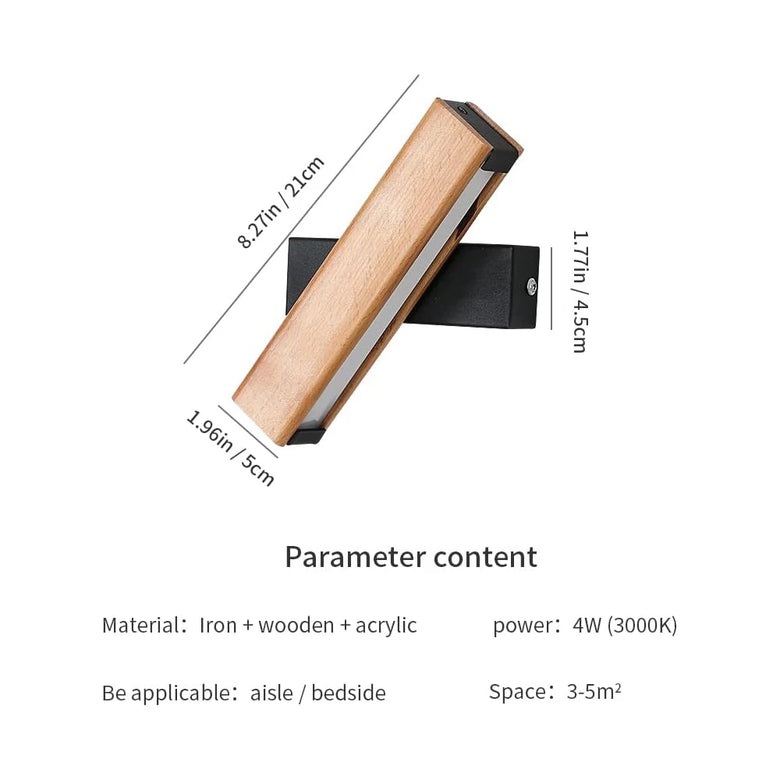 Appliques murales d'intérieur, lampe murale LED moderne en bois, 4W 3000K blanc chaud, éclairage LED pour chambre, couloir, hôtel