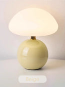 Mushroom LED USB Table Lamp in Pink – Soft Glow Bedside Lighting with a calming beige design.