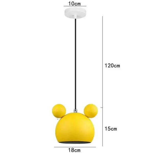 Cartoon Mouse Lamp Shade in vibrant yellow with playful design, perfect for children's rooms and modern decor.