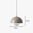 Contemporary Pendant Light with gray dome shade and white globe, dimensions 23cm x 16cm, ideal for modern kitchens.