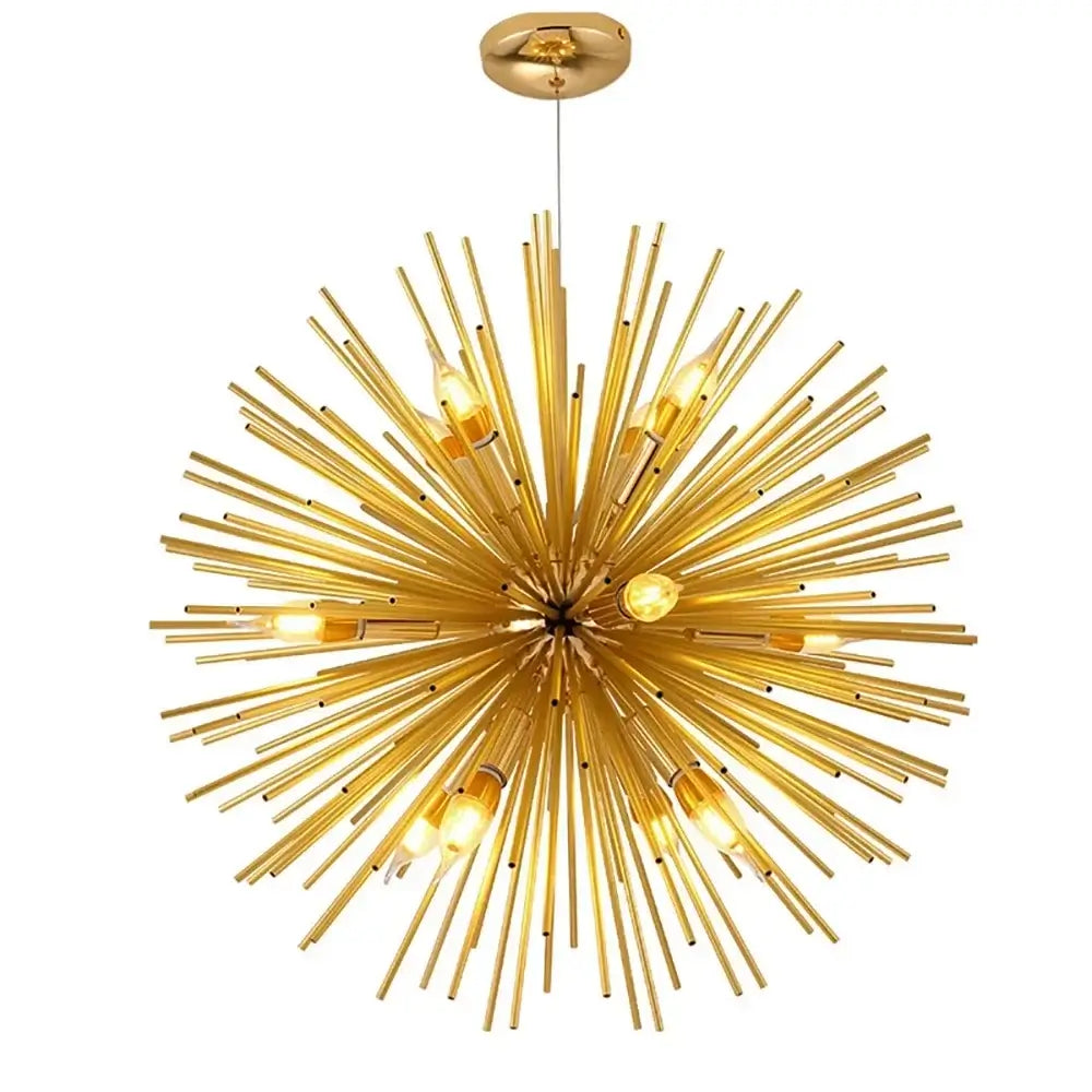 Mid-Century Modern Gold Starburst Chandelier – 9 or 12 Lights