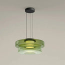 Layered Glass Pendant Light – Modern Amber, Green or Smoke Grey LED Suspension in green finish