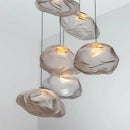 Nordic Cloud Glass Pendant Light – Smoky Grey Designer LED Chandelier hanging in a modern interior setting.