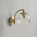 Colourful Glass Modern Wall Light with a golden metal base and transparent colorful bulb, enhancing indoor decor.