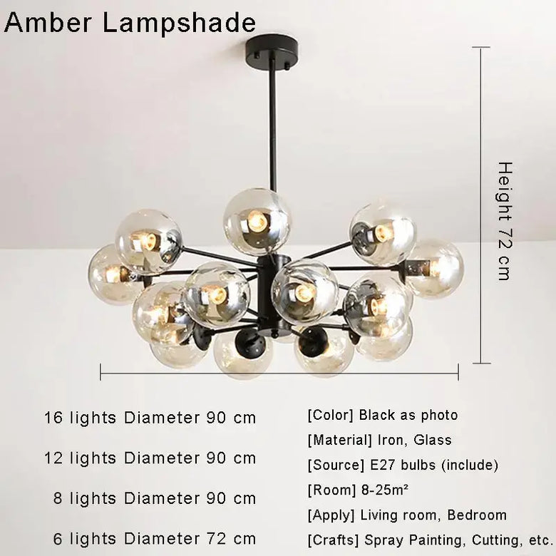 Glass Globe Sputnik Chandelier – Mid-Century Modern, 6 to 16 Lights