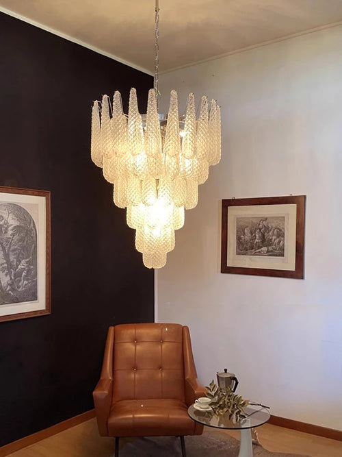 Vintage Drop Glass Chandelier with LED