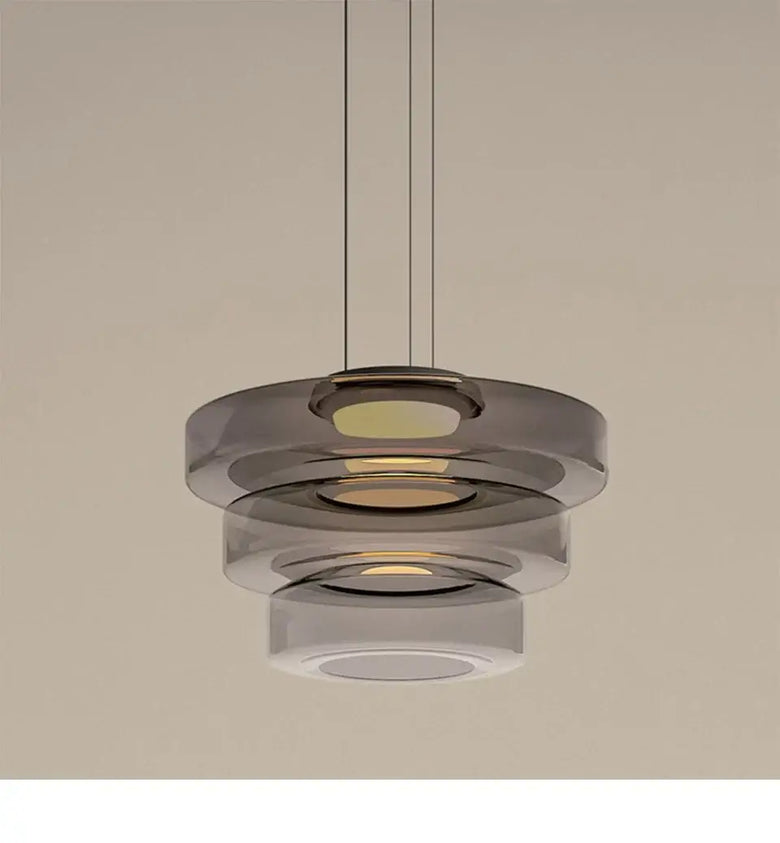 Layered Glass Pendant Light featuring a modern design with layered transparent glass shades for contemporary decor.