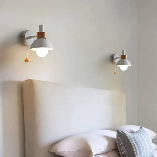 Pull Chain Nordic Sconce featuring pastel colors and a fun pull chain switch, ideal for children's bedside lighting.