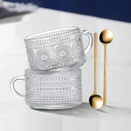 Pretty Vintage Embossed Glass Coffee Cup