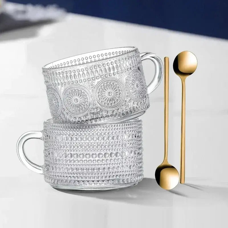 Pretty Vintage Embossed Glass Coffee Cup