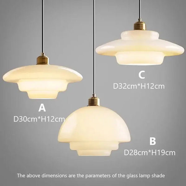 Nordic Vintage Pendant Light | Scandinavian Chic Decor - Multi-layered pendant lights in cream glass