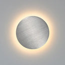 Wall Lamp: Modern Copper Round with warm golden light and sleek silver finish.
