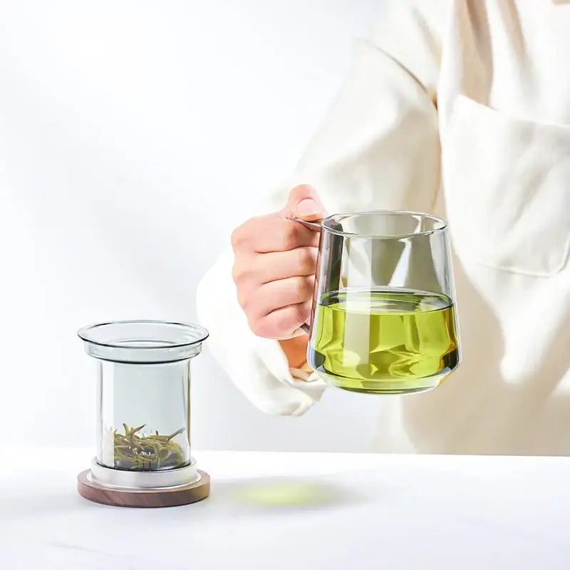 Ultra Modern Glass Teacup with Filter & Lid