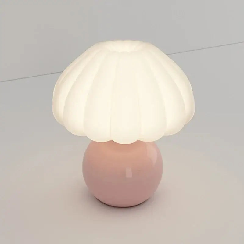 French Style Cloud Mushroom Table Lamp – Dimmable, Ivory or Blush Pink