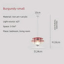Space Age Acrylic Colorful Pendant Light featuring a burgundy and acrylic design, ideal for bedrooms and living rooms.