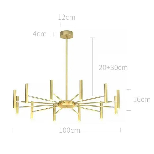 Modern Starburst LED Chandelier – 24-Light Sculptural Ceiling Statement dimensions and specifications.