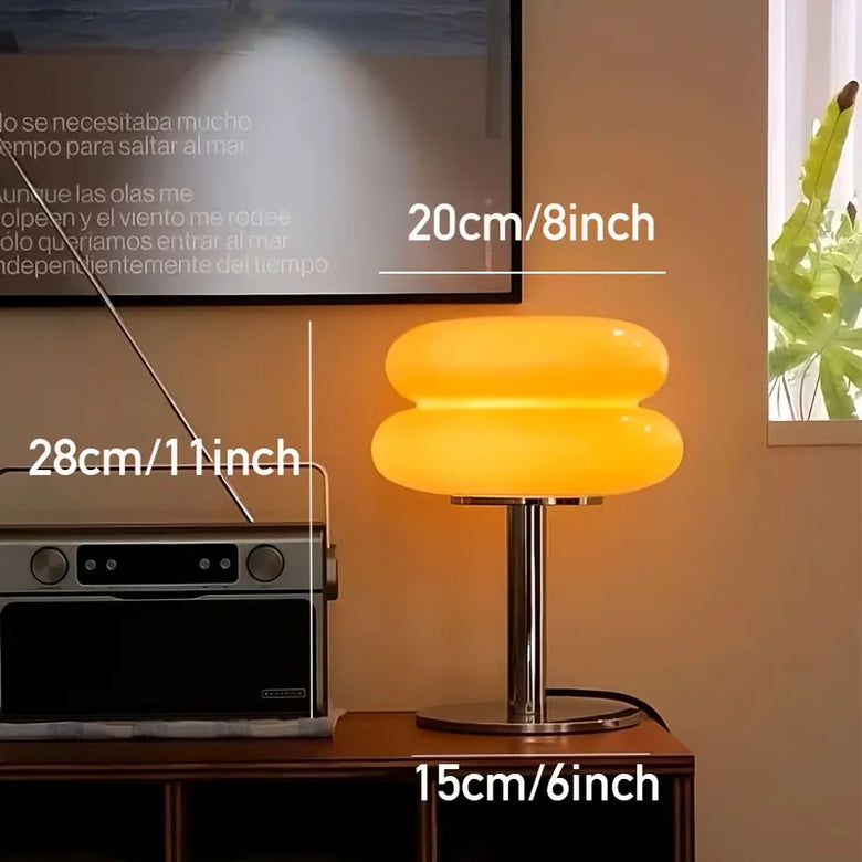 Stacked Orange Mushroom Table Lamp with Chrome Base