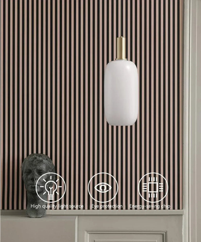 Nordic Glass Pendant Light with Brass Detail