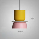 Customizable Modern Pendant Lights in vibrant yellow and pink with dimensions 24CM and 18.5CM.