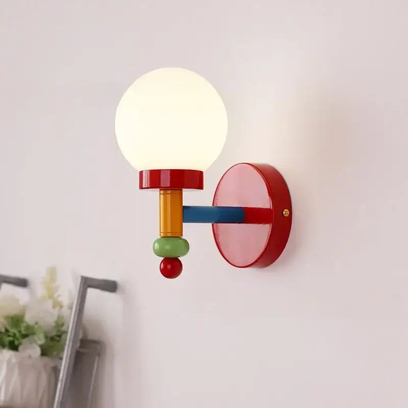 Lego like playful and colourful wall & ceiling light with a retro design, featuring vibrant red, blue, yellow, green, and white colors.