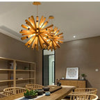 Solid Wood Oak Chandelier - Modern LED Fixture