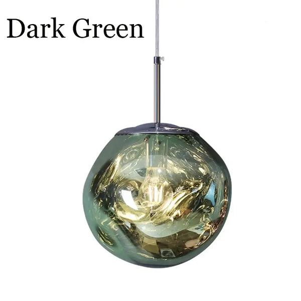 Nordic Lava Pendant Light in dark green color, featuring a contemporary design with a high-quality glass finish.