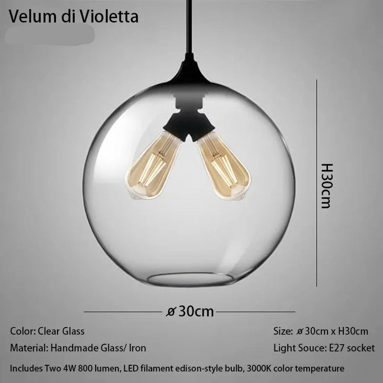 Nordic Mouth-Blown Glass with LED Filament Pendant Light