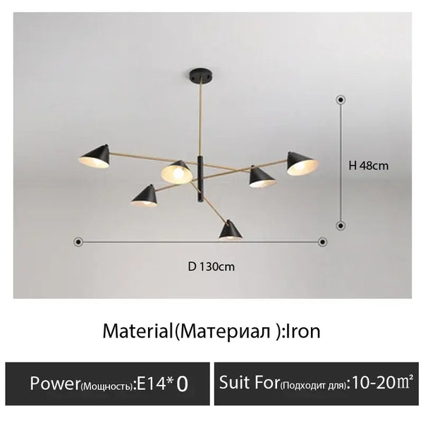 Cone Shaped Classic 50s Pendant Light with black and gold design, suitable for modern interiors, made of iron.