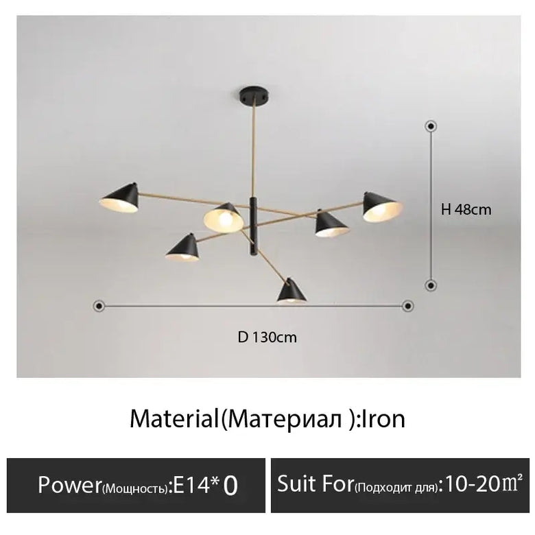 Cone Shaped Classic 50s Pendant Light with black and gold design, suitable for modern interiors, made of iron.