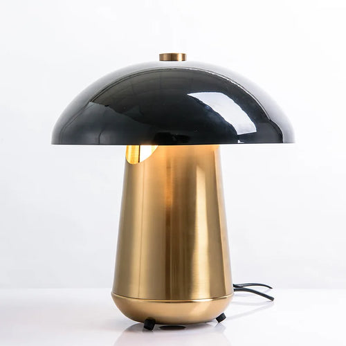 Mid-Century Modern Mushroom Table Lamp | Gold and Black