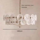 Luxurious Glass Disc Chandelier – 50s Chic with adjustable 50cm chain and modern design.
