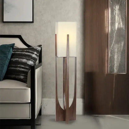 Modern Nordic Wooden Floor Lamp – Sculptural Lighting with Warm LED Glow