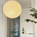 Japanese Rice Paper Pendant Lights illuminating a modern interior with a chic design and eco-friendly materials.