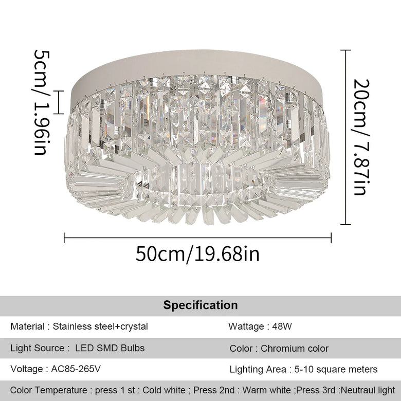 Modern Glam Crystal Flush Ceiling Light | Gold or Silver