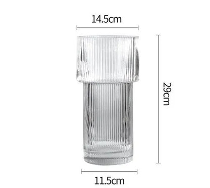 Contemporary Fluted Transparent Glass Flower Vase