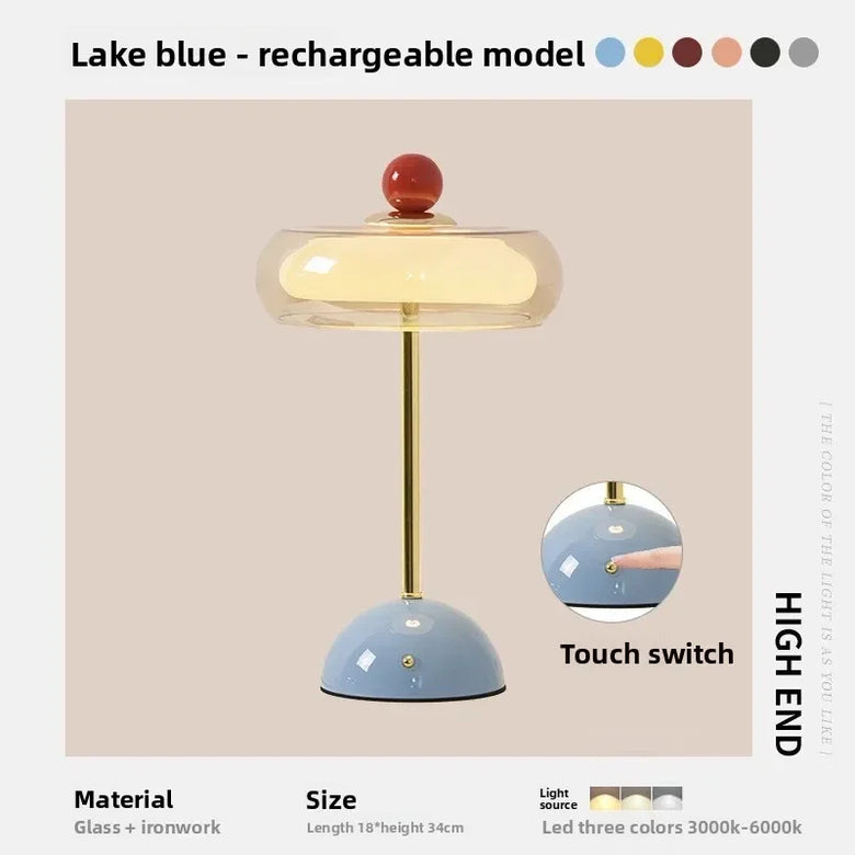 Retro Glass Table Lamp with Touch Control