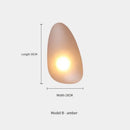 Elegant Frosted Glass Pebble Wall Lamp - Minimalist Nordic Style dimensions and model B amber design.