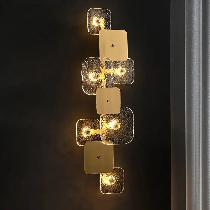 Vintage Glass & Brass Wall Lights - LED Sconce
