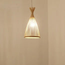 Simple Wicker lamp shade, hand-woven bamboo design, eco-friendly lighting fixture for warm ambiance.