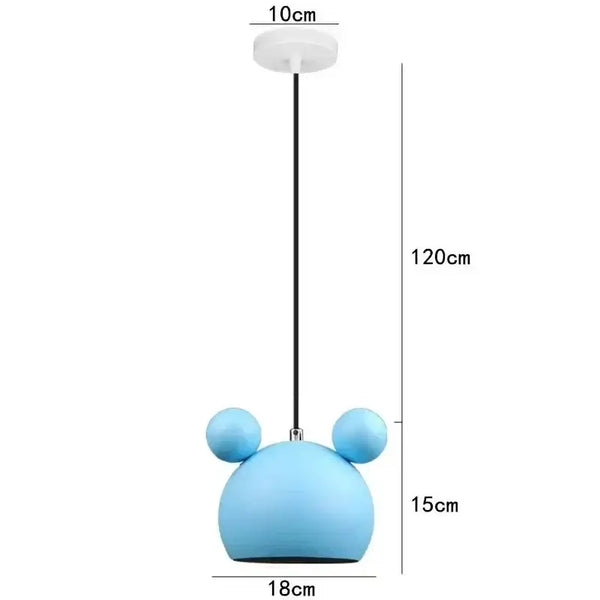 Cartoon Mouse Lamp Shade in blue, featuring a playful design ideal for children's rooms, with playful mouse ears.