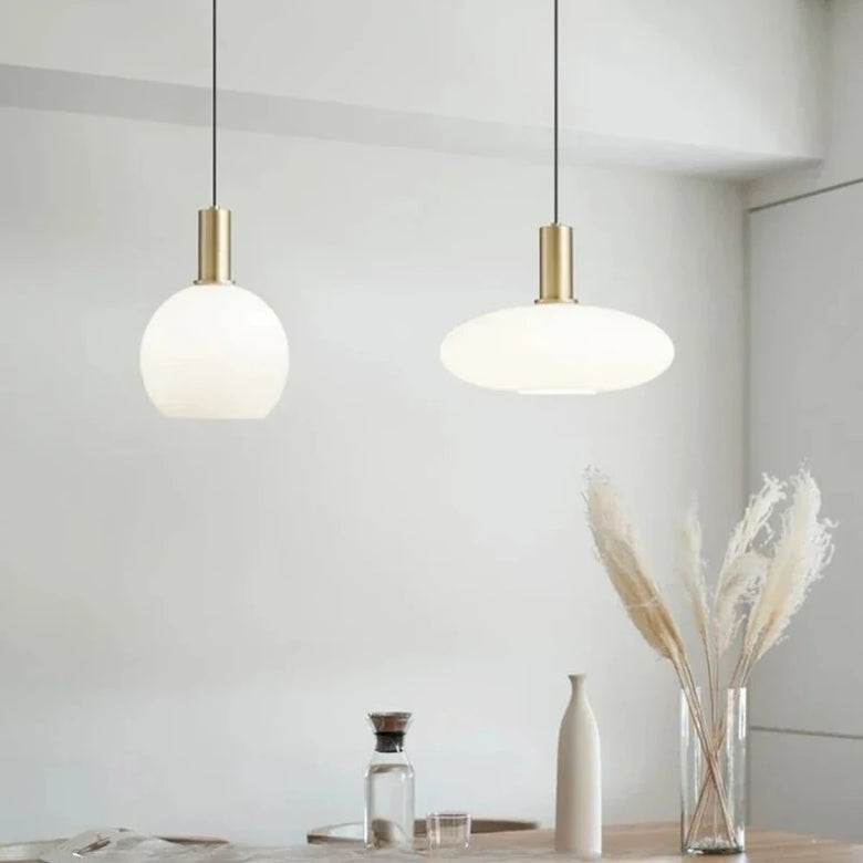 Nordic Glass Pendant Light with Brass Detail