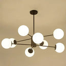 Elegant Mid-Century Modern Pendant Light – Perfect for Hotel Lobbies and Dining Rooms, featuring 8 spherical lights.
