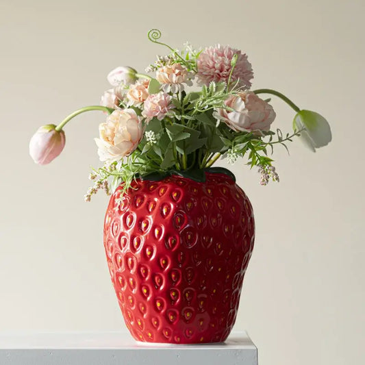 Strawberry Ceramic Vase – Playful & Stylish Home Decor