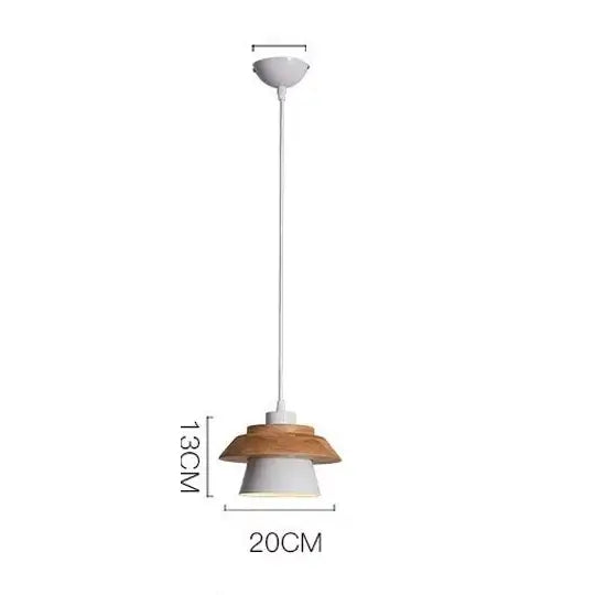 Pendant light with dimensions indicated on a white background