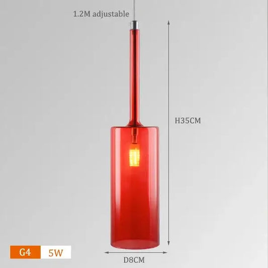 Neo Transparent Scandinavian Light Fixture in red color, adjustable height, sleek design for modern decor.