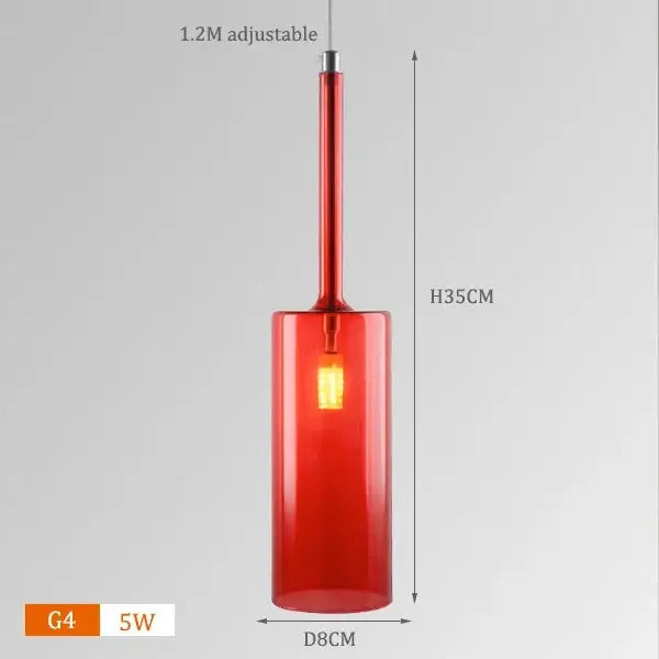 Neo Transparent Scandinavian Light Fixture in red color, adjustable height, sleek design for modern decor.