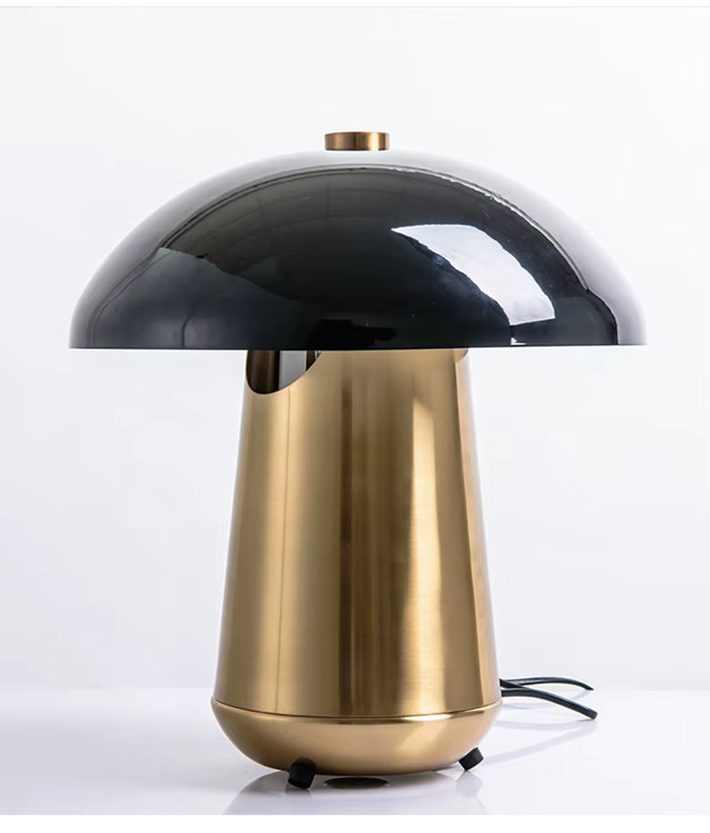 Mid-Century Modern Mushroom Table Lamp | Gold and Black