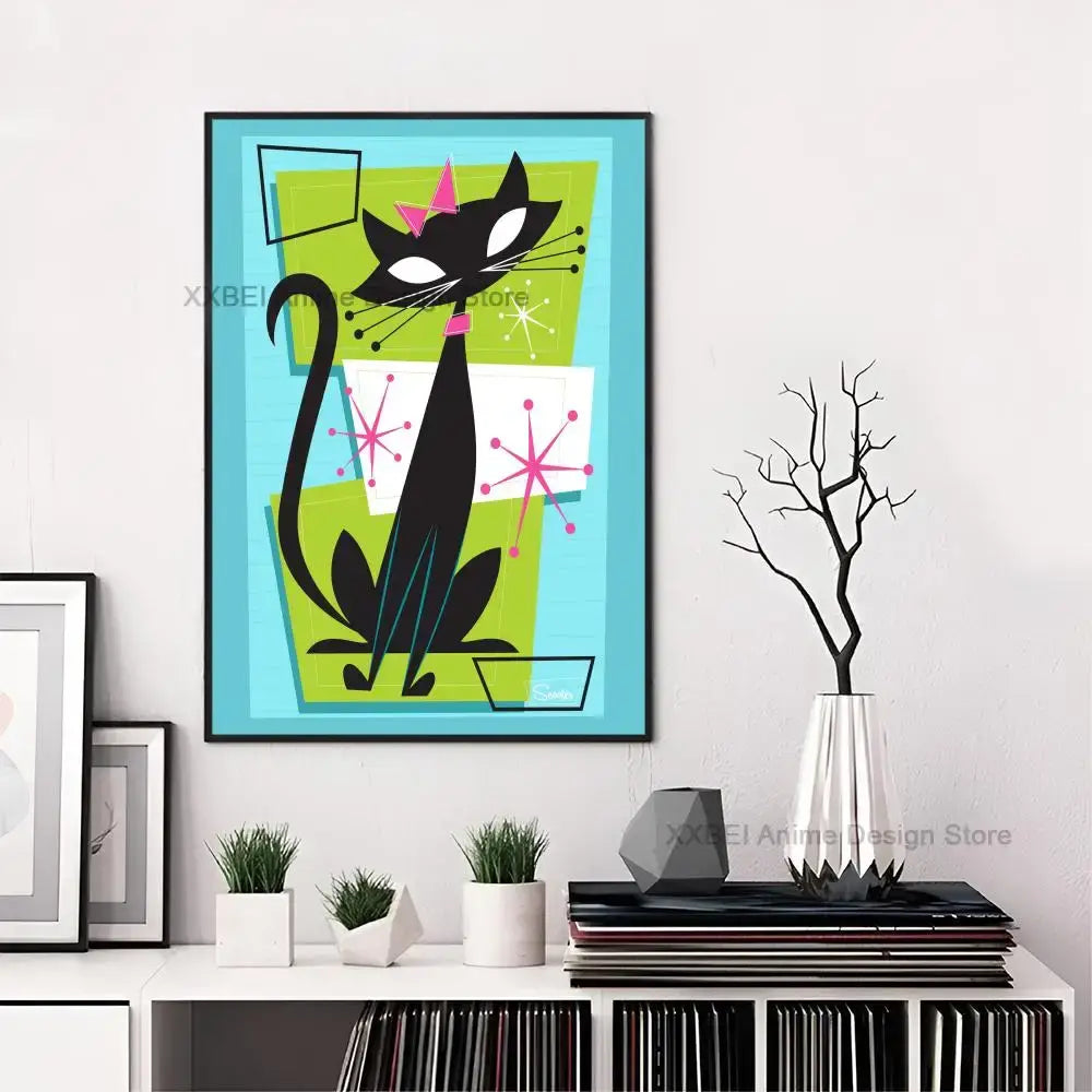 Space Age Atomic Cat Premium Canvas Poster